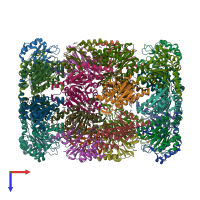 PDB entry 3h6i coloured by chain, top view.