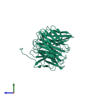 PDB entry 3h6j coloured by chain, side view.