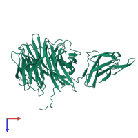 PDB entry 3h6j coloured by chain, top view.
