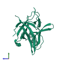 PDB entry 3h6q coloured by chain, side view.