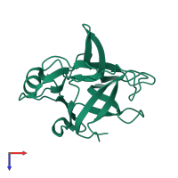 PDB entry 3h6q coloured by chain, top view.