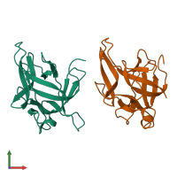 PDB entry 3h6r coloured by chain, front view.