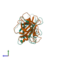 PDB entry 3h6r coloured by chain, side view.