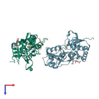 PDB entry 3h6w coloured by chain, top view.