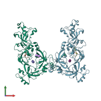PDB entry 3h6z coloured by chain, front view.