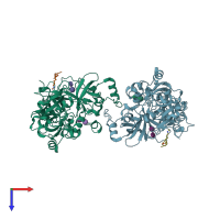 PDB entry 3h6z coloured by chain, top view.