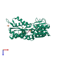 PDB entry 3h75 coloured by chain, top view.