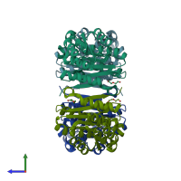 PDB entry 3h7a coloured by chain, side view.