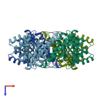 PDB entry 3h7a coloured by chain, top view.