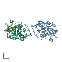 PDB entry 3h7d coloured by chain, front view.