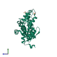 PDB entry 3h7i coloured by chain, side view.