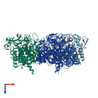 PDB entry 3h7l coloured by chain, top view.