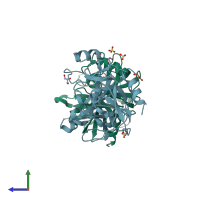 PDB entry 3h7o coloured by chain, side view.
