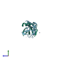 PDB entry 3h7s coloured by chain, side view.
