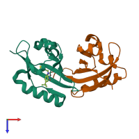 PDB entry 3h7w coloured by chain, top view.