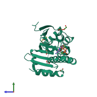 PDB entry 3h80 coloured by chain, side view.