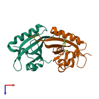 PDB entry 3h82 coloured by chain, top view.