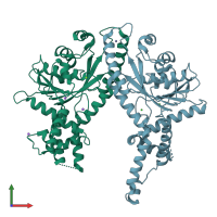 PDB entry 3h84 coloured by chain, front view.