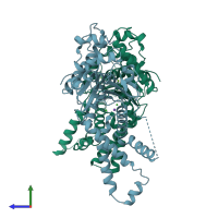 PDB entry 3h84 coloured by chain, side view.
