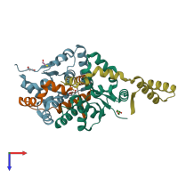 PDB entry 3h87 coloured by chain, top view.