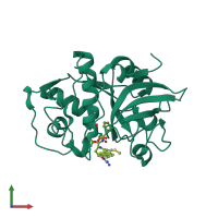 Monomeric assembly 1 of PDB entry 3h8c coloured by chemically distinct molecules, front view.