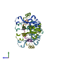 PDB entry 3h8d coloured by chain, side view.