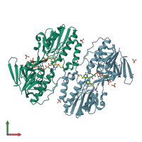 PDB entry 3h8i coloured by chain, front view.