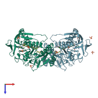 PDB entry 3h8i coloured by chain, top view.