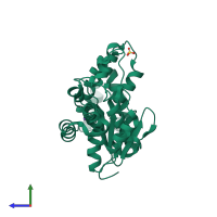 PDB entry 3h8j coloured by chain, side view.