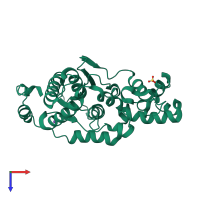 PDB entry 3h8j coloured by chain, top view.