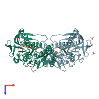 PDB entry 3h8l coloured by chain, top view.