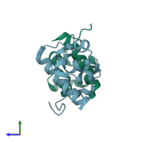 PDB entry 3h8m coloured by chain, side view.