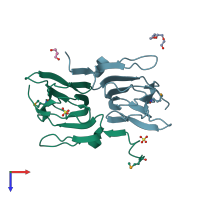 PDB entry 3h8u coloured by chain, top view.