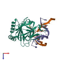 PDB entry 3h8x coloured by chain, top view.