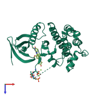 PDB entry 3h9f coloured by chain, top view.