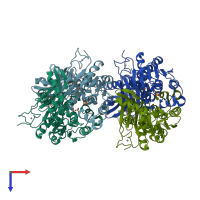 PDB entry 3h9g coloured by chain, top view.