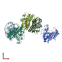 PDB entry 3h9k coloured by chain, front view.