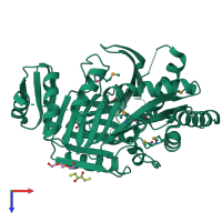 PDB entry 3h9m coloured by chain, top view.