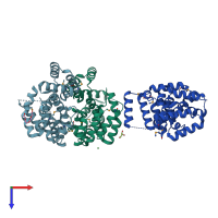 PDB entry 3h9p coloured by chain, top view.