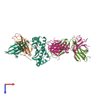 PDB entry 3h9s coloured by chain, top view.