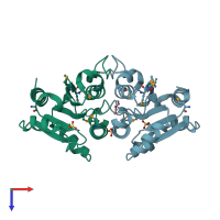 PDB entry 3ha2 coloured by chain, top view.