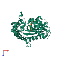 PDB entry 3ha3 coloured by chain, top view.