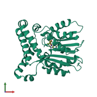 PDB entry 3ha5 coloured by chain, front view.