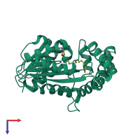 PDB entry 3ha7 coloured by chain, top view.