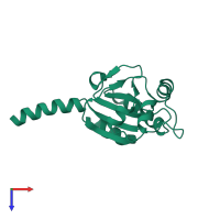 PDB entry 3ha9 coloured by chain, top view.