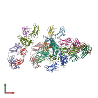 PDB entry 3hae coloured by chain, front view.