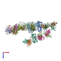 PDB entry 3hae coloured by chain, top view.
