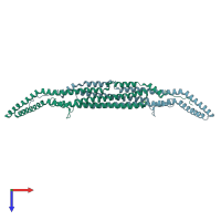 PDB entry 3hah coloured by chain, top view.