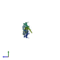 PDB entry 3hai coloured by chain, side view.