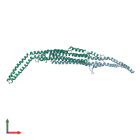 PDB entry 3haj coloured by chain, front view.